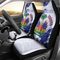 Custom Haiti Football Car Seat Cover Les Grenadiers Blue Grunge Polynesian Tattoo - Wonder Print Shop