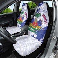 Custom Haiti Football Car Seat Cover Les Grenadiers Blue Grunge Polynesian Tattoo - Wonder Print Shop