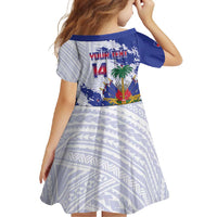 Custom Haiti Football Family Matching Mermaid Dress and Hawaiian Shirt Les Grenadiers Blue Grunge Polynesian Tattoo - Wonder Print Shop