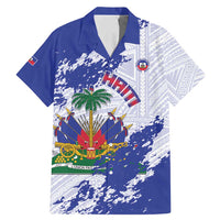 Custom Haiti Football Family Matching Mermaid Dress and Hawaiian Shirt Les Grenadiers Blue Grunge Polynesian Tattoo - Wonder Print Shop