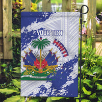 Custom Haiti Football Garden Flag Les Grenadiers Blue Grunge Polynesian Tattoo - Wonder Print Shop