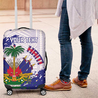 Custom Haiti Football Luggage Cover Les Grenadiers Blue Grunge Polynesian Tattoo - Wonder Print Shop