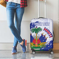 Custom Haiti Football Luggage Cover Les Grenadiers Blue Grunge Polynesian Tattoo - Wonder Print Shop