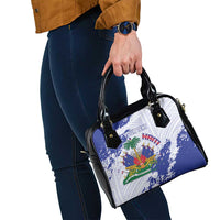 Custom Haiti Football Shoulder Handbag Les Grenadiers Blue Grunge Polynesian Tattoo - Wonder Print Shop