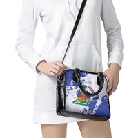 Custom Haiti Football Shoulder Handbag Les Grenadiers Blue Grunge Polynesian Tattoo - Wonder Print Shop