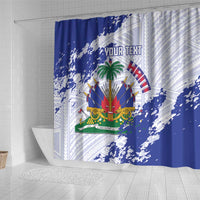 Custom Haiti Football Shower Curtain Les Grenadiers Blue Grunge Polynesian Tattoo - Wonder Print Shop