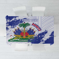 Custom Haiti Football Tablecloth Les Grenadiers Blue Grunge Polynesian Tattoo - Wonder Print Shop