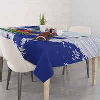 Custom Haiti Football Tablecloth Les Grenadiers Blue Grunge Polynesian Tattoo - Wonder Print Shop