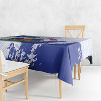Custom Haiti Football Tablecloth Les Grenadiers Blue Grunge Polynesian Tattoo - Wonder Print Shop