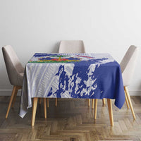 Custom Haiti Football Tablecloth Les Grenadiers Blue Grunge Polynesian Tattoo - Wonder Print Shop