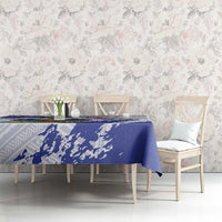 Custom Haiti Football Tablecloth Les Grenadiers Blue Grunge Polynesian Tattoo - Wonder Print Shop