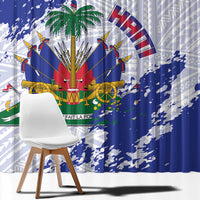 Custom Haiti Football Window Curtain Les Grenadiers Blue Grunge Polynesian Tattoo - Wonder Print Shop