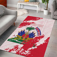 Custom Haiti Football Area Rug Les Grenadiers Red Grunge Polynesian Tattoo - Wonder Print Shop