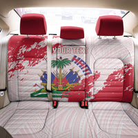 Custom Haiti Football Back Car Seat Cover Les Grenadiers Red Grunge Polynesian Tattoo - Wonder Print Shop