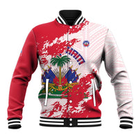 Custom Haiti Football Baseball Jacket Les Grenadiers Red Grunge Polynesian Tattoo - Wonder Print Shop
