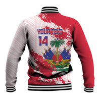 Custom Haiti Football Baseball Jacket Les Grenadiers Red Grunge Polynesian Tattoo - Wonder Print Shop