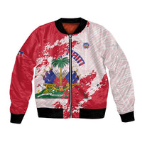 Custom Haiti Football Bomber Jacket Les Grenadiers Red Grunge Polynesian Tattoo - Wonder Print Shop