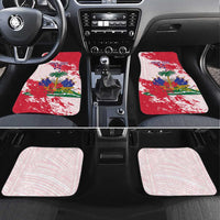 Custom Haiti Football Car Mats Les Grenadiers Red Grunge Polynesian Tattoo - Wonder Print Shop