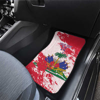 Custom Haiti Football Car Mats Les Grenadiers Red Grunge Polynesian Tattoo - Wonder Print Shop