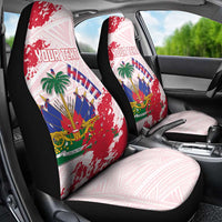 Custom Haiti Football Car Seat Cover Les Grenadiers Red Grunge Polynesian Tattoo - Wonder Print Shop