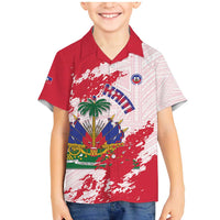 Custom Haiti Football Family Matching Mermaid Dress and Hawaiian Shirt Les Grenadiers Red Grunge Polynesian Tattoo - Wonder Print Shop