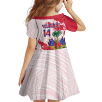 Custom Haiti Football Family Matching Off Shoulder Short Dress and Hawaiian Shirt Les Grenadiers Red Grunge Polynesian Tattoo - Wonder Print Shop