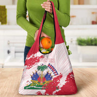 Custom Haiti Football Grocery Bag Les Grenadiers Red Grunge Polynesian Tattoo - Wonder Print Shop
