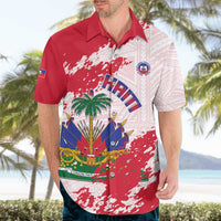 Custom Haiti Football Hawaiian Shirt Les Grenadiers Red Grunge Polynesian Tattoo - Wonder Print Shop