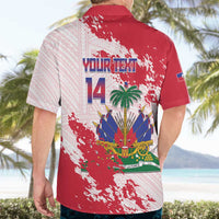 Custom Haiti Football Hawaiian Shirt Les Grenadiers Red Grunge Polynesian Tattoo - Wonder Print Shop