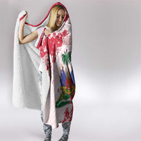 Custom Haiti Football Hooded Blanket Les Grenadiers Red Grunge Polynesian Tattoo - Wonder Print Shop