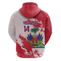Custom Haiti Football Hoodie Les Grenadiers Red Grunge Polynesian Tattoo - Wonder Print Shop