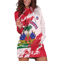 Custom Haiti Football Hoodie Dress Les Grenadiers Red Grunge Polynesian Tattoo - Wonder Print Shop