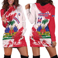 Custom Haiti Football Hoodie Dress Les Grenadiers Red Grunge Polynesian Tattoo - Wonder Print Shop
