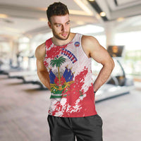 Custom Haiti Football Men Tank Top Les Grenadiers Red Grunge Polynesian Tattoo - Wonder Print Shop