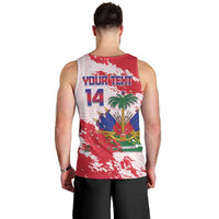 Custom Haiti Football Men Tank Top Les Grenadiers Red Grunge Polynesian Tattoo - Wonder Print Shop