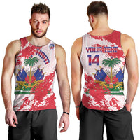 Custom Haiti Football Men Tank Top Les Grenadiers Red Grunge Polynesian Tattoo - Wonder Print Shop