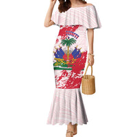 Custom Haiti Football Mermaid Dress Les Grenadiers Red Grunge Polynesian Tattoo - Wonder Print Shop