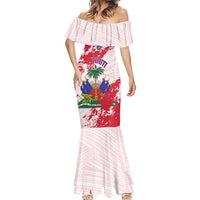 Custom Haiti Football Mermaid Dress Les Grenadiers Red Grunge Polynesian Tattoo - Wonder Print Shop