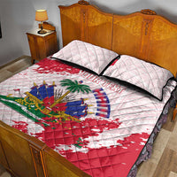 Custom Haiti Football Quilt Bed Set Les Grenadiers Red Grunge Polynesian Tattoo - Wonder Print Shop