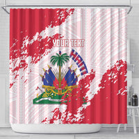 Custom Haiti Football Shower Curtain Les Grenadiers Red Grunge Polynesian Tattoo - Wonder Print Shop