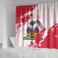 Custom Haiti Football Shower Curtain Les Grenadiers Red Grunge Polynesian Tattoo - Wonder Print Shop