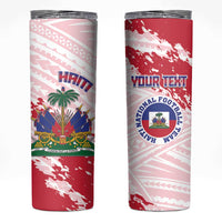 Custom Haiti Football Skinny Tumbler Les Grenadiers Red Grunge Polynesian Tattoo - Wonder Print Shop