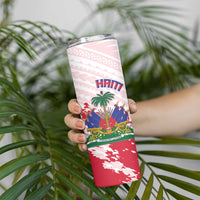 Custom Haiti Football Skinny Tumbler Les Grenadiers Red Grunge Polynesian Tattoo - Wonder Print Shop