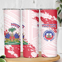 Custom Haiti Football Skinny Tumbler Les Grenadiers Red Grunge Polynesian Tattoo - Wonder Print Shop