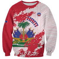 Custom Haiti Football Sweatshirt Les Grenadiers Red Grunge Polynesian Tattoo - Wonder Print Shop