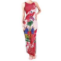 Custom Haiti Football Tank Maxi Dress Les Grenadiers Red Grunge Polynesian Tattoo - Wonder Print Shop