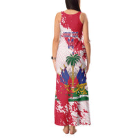 Custom Haiti Football Tank Maxi Dress Les Grenadiers Red Grunge Polynesian Tattoo - Wonder Print Shop