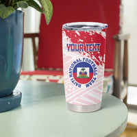 Custom Haiti Football Tumbler Cup Les Grenadiers Red Grunge Polynesian Tattoo - Wonder Print Shop
