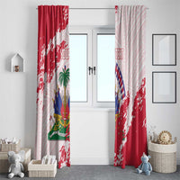 Custom Haiti Football Window Curtain Les Grenadiers Red Grunge Polynesian Tattoo - Wonder Print Shop