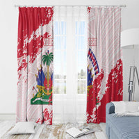 Custom Haiti Football Window Curtain Les Grenadiers Red Grunge Polynesian Tattoo - Wonder Print Shop